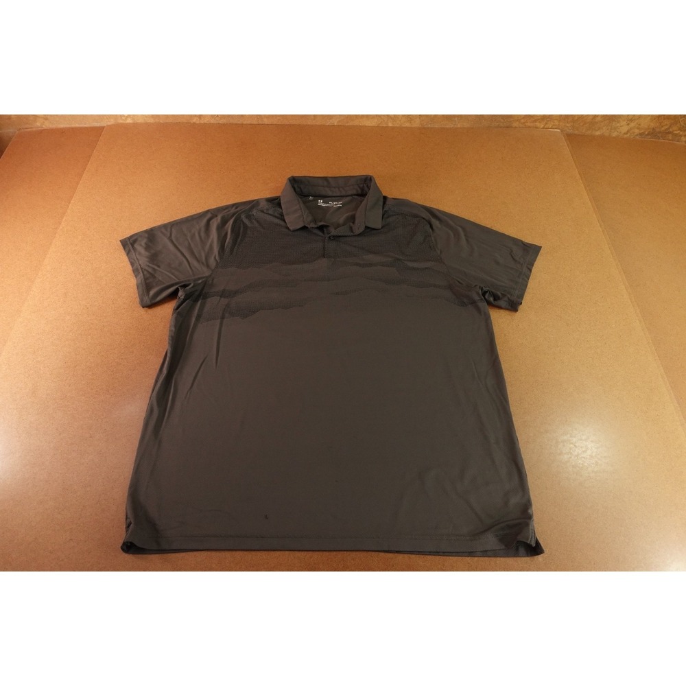 Under Armour HeatGear Mens Size 2XL Loose Fit Charcoal Short Sleeve Polo Shirt